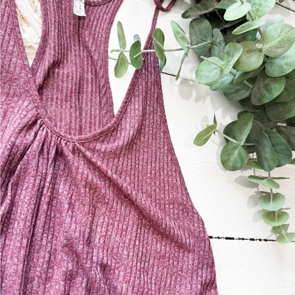 Free People Ribbed Sleeveless Tank in Mauve